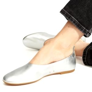 Everlane Day Glove Ballet Flats in Metallic Silver